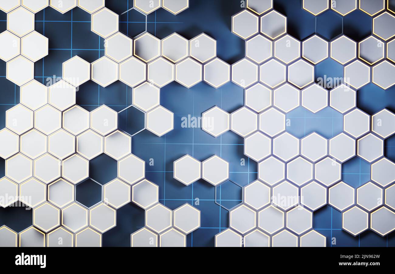 Computer Metallic Roster Texture Metallic hexagon material background, 3d rendering. Computer digital ...