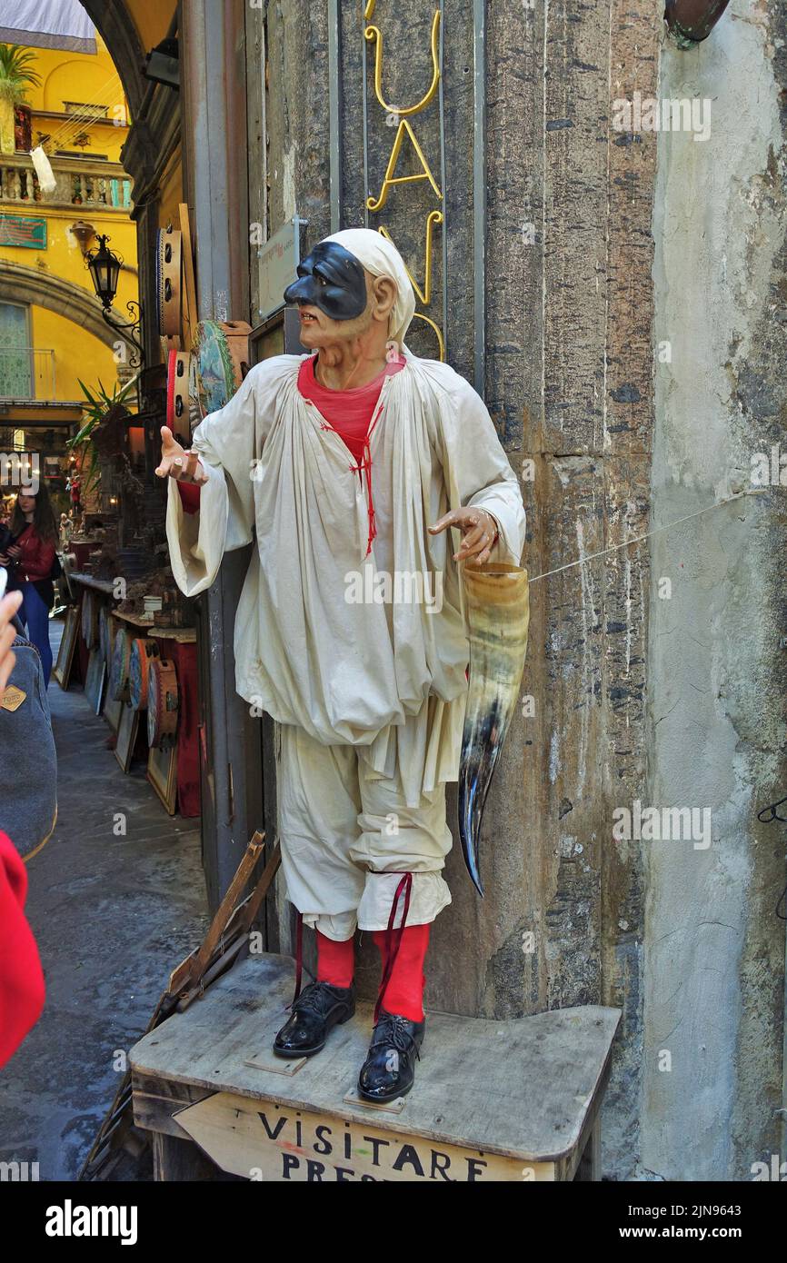 Statue of man in pirate dress, Naples, Campania, Italy, Europe Stock Photo