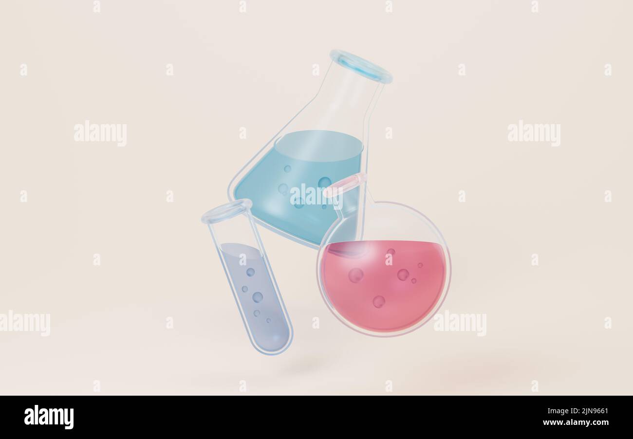 Solid Reagents Drawing Chemical equipment and reagent, 3d rendering. Computer digital drawing ...