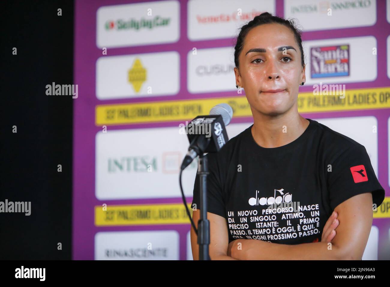 Martina Trevisan during the Press Conference at Palermo Ladies Open 2022. Stock Photo