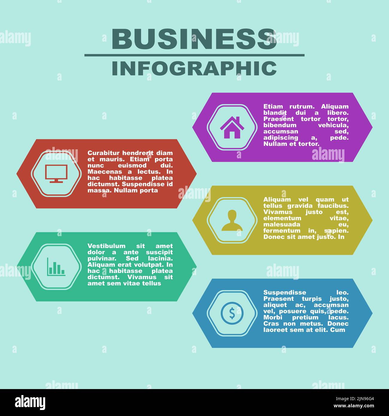 The editable colorful business plan panel with copy space Stock Vector