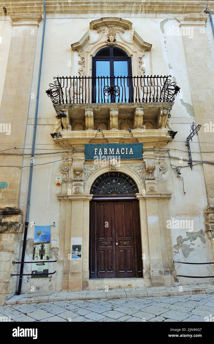 Pharmacy shop entrance, Farmacia, Palermo, Sicily, Italy, Europe Stock Photo