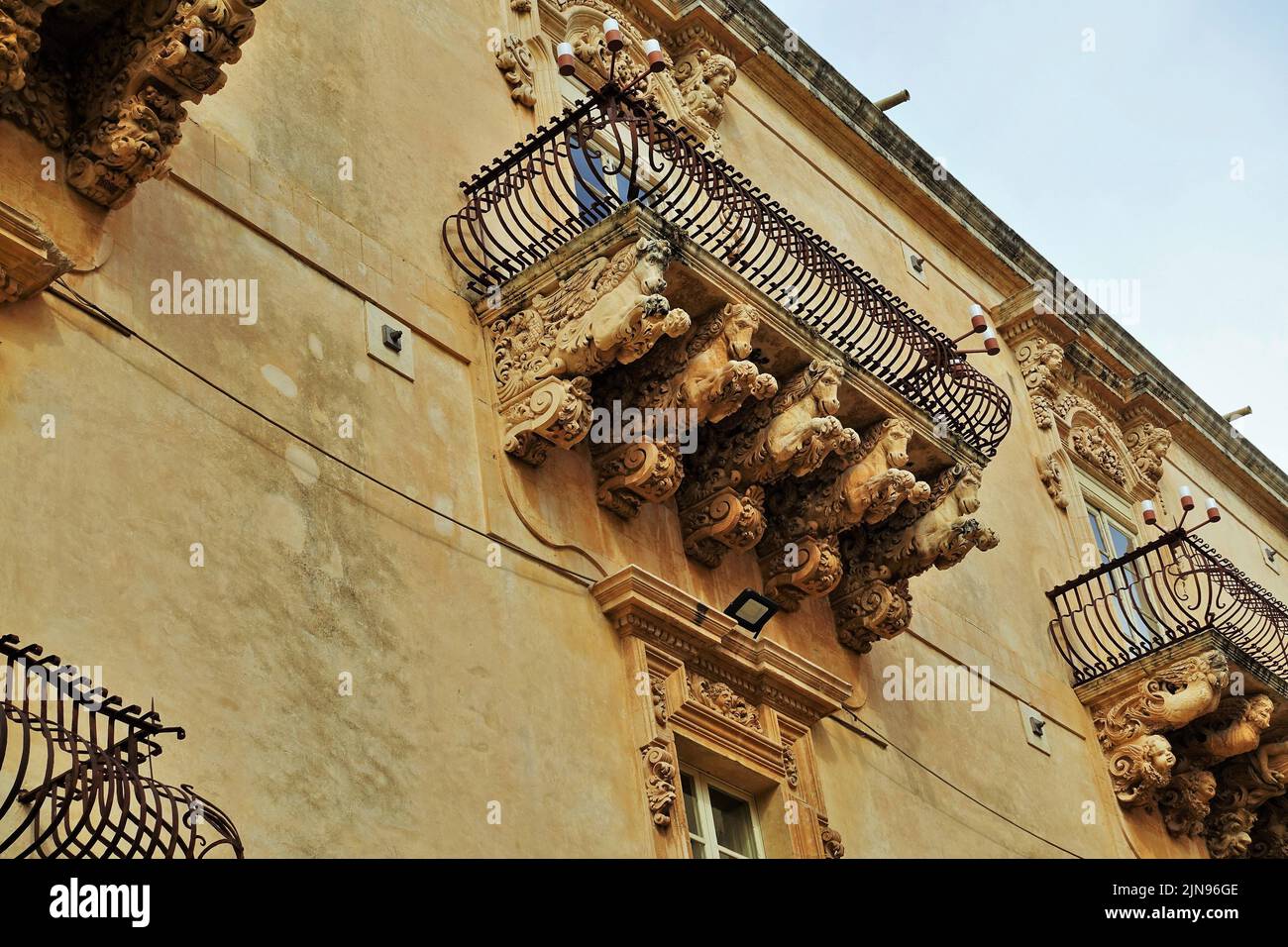 Old balcony, Palermo, Sicily, Italy, Europe Stock Photo