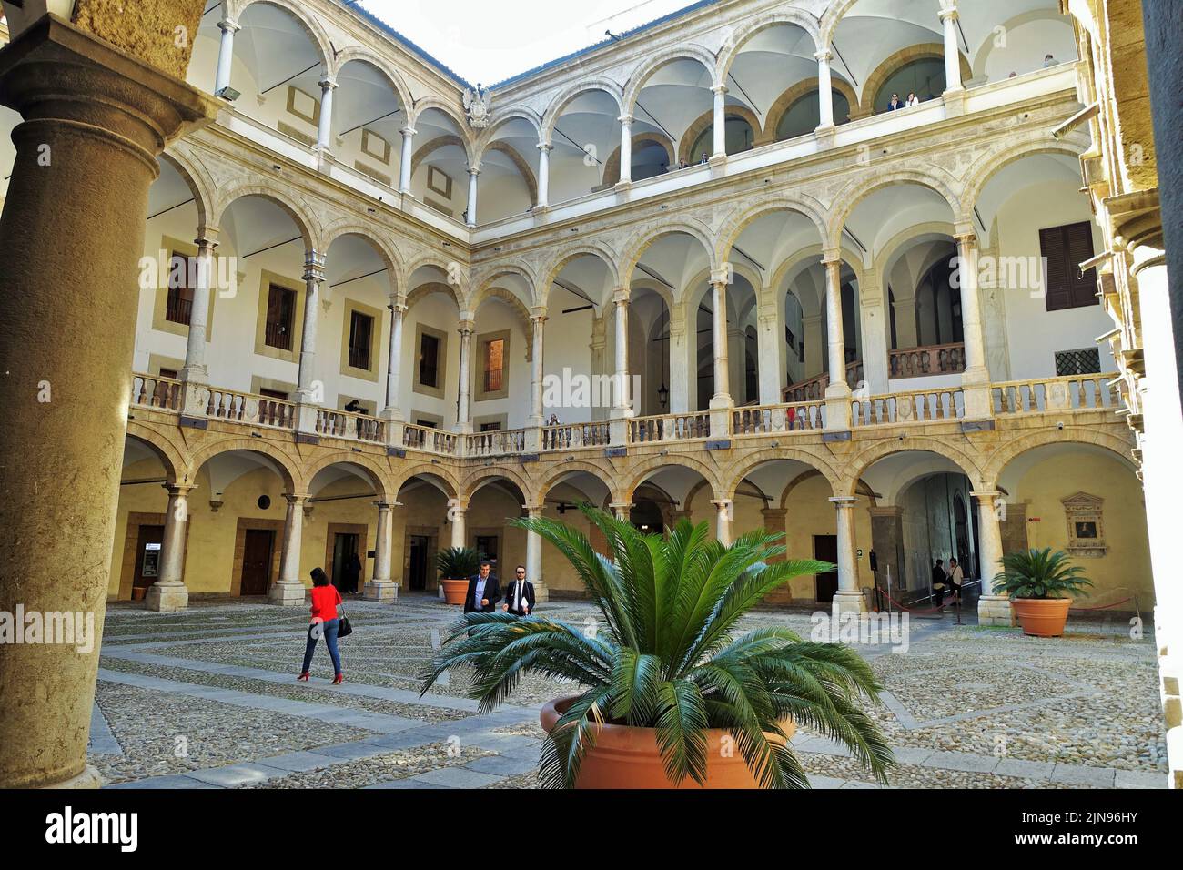 Old building courtyard, Palermo, Sicily, Italy, Europe Stock Photo