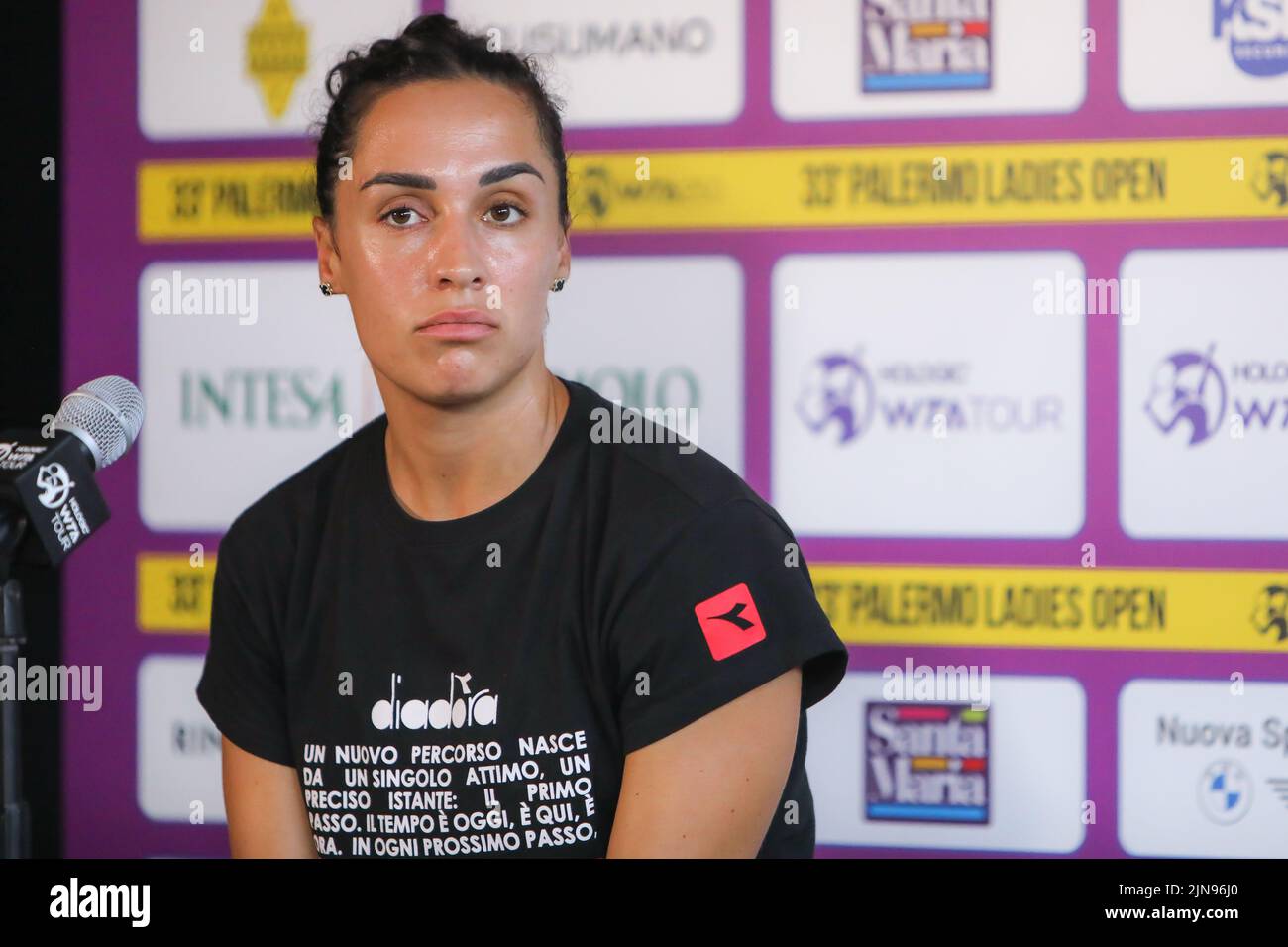 Martina Trevisan during the Press Conference at Palermo Ladies Open 2022. Stock Photo