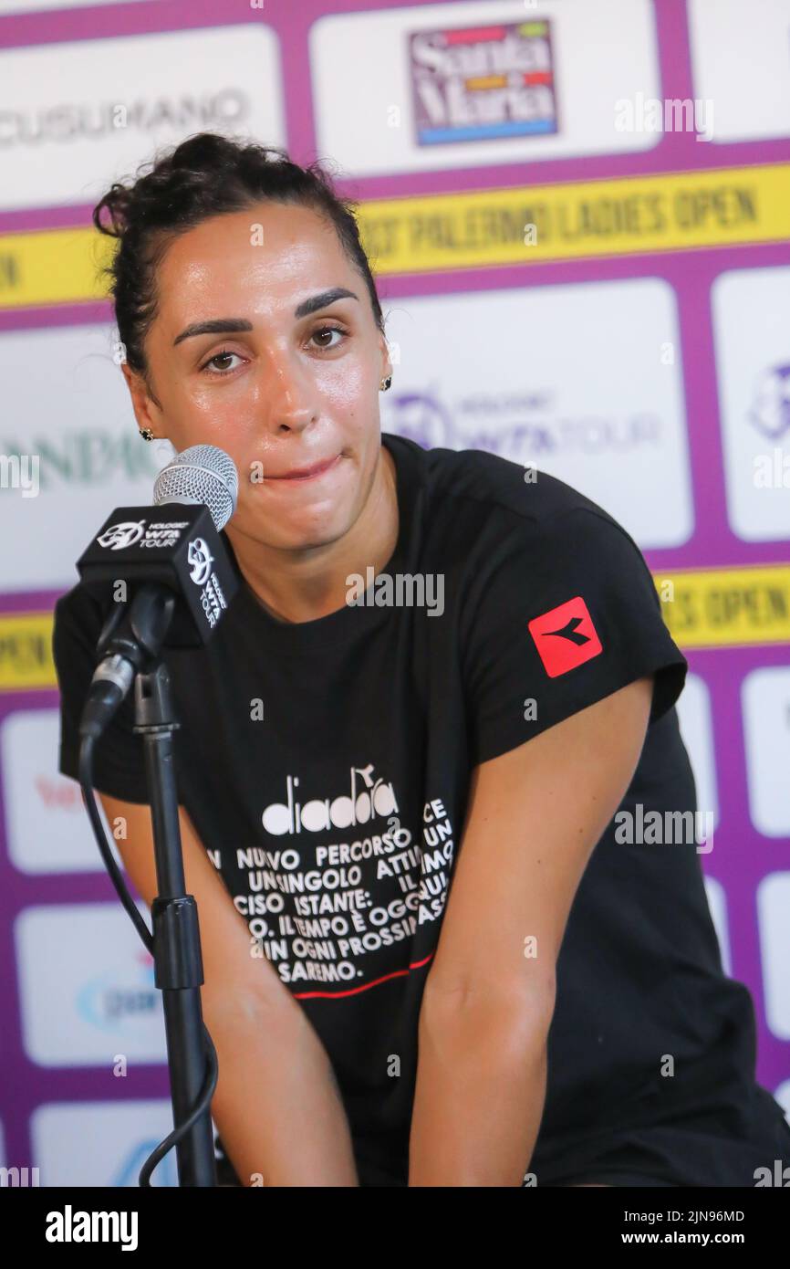 Martina Trevisan during the Press Conference at Palermo Ladies Open 2022. Stock Photo