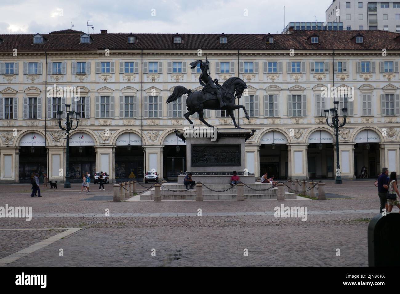 Bronze monument of Emmanuel Philibert, Piazza San Carlo, Turin, Piedmont, Italy, Europe, Italian, European Stock Photo
