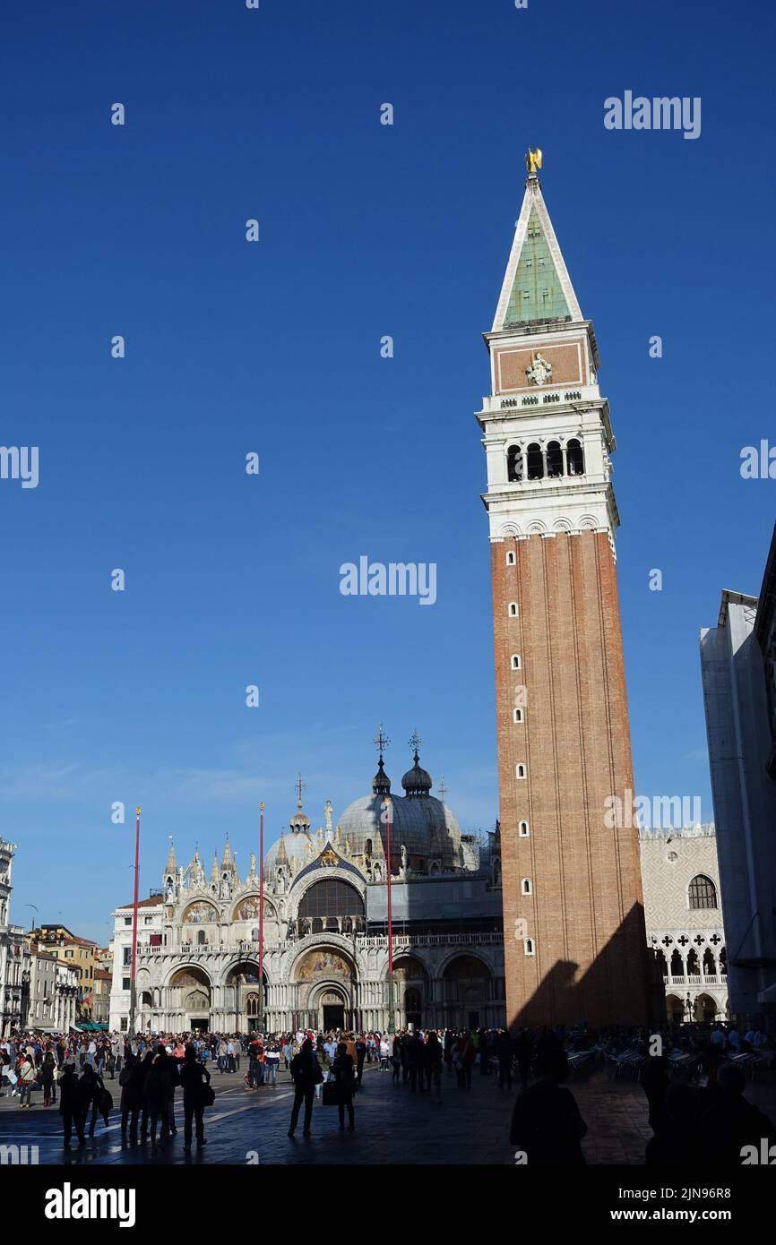St. Mark’s Bell Tower, St. Mark’s Square, Piazza San Marco, Venice, Veneto, Italy, Europe, Italian, European Stock Photo