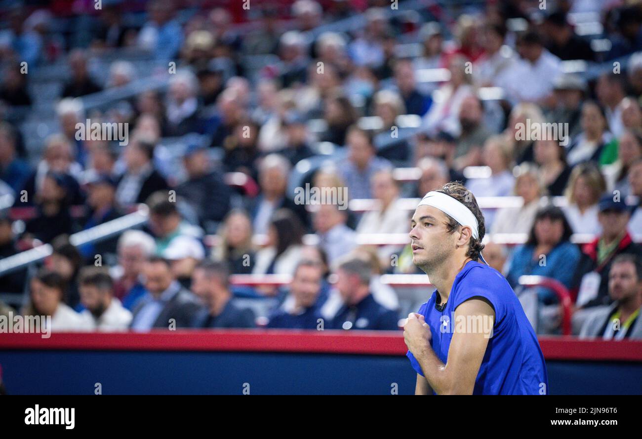 Taylor Fritz of the U.S. looks on during his match against Andy Murray of England at the National Bank Open at Stade IGA on August 8, 2022 in Montreal, Canada. Montreal, Quebec, Canada August 8, 2022. Credit: Mathieu Belanger/AFLO/Alamy Live News Stock Photo