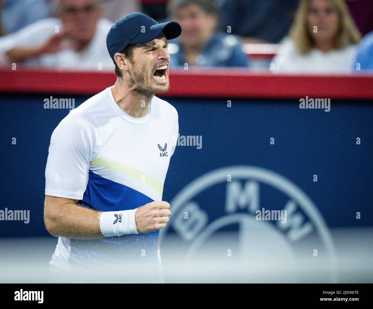 Andy Murray of England reacts during his match against Taylor Fritz of the U.S. at the National Bank Open at Stade IGA on August 8, 2022 in Montreal, Canada. Montreal, Quebec, Canada August 8, 2022. Credit: Mathieu Belanger/AFLO/Alamy Live News Stock Photo