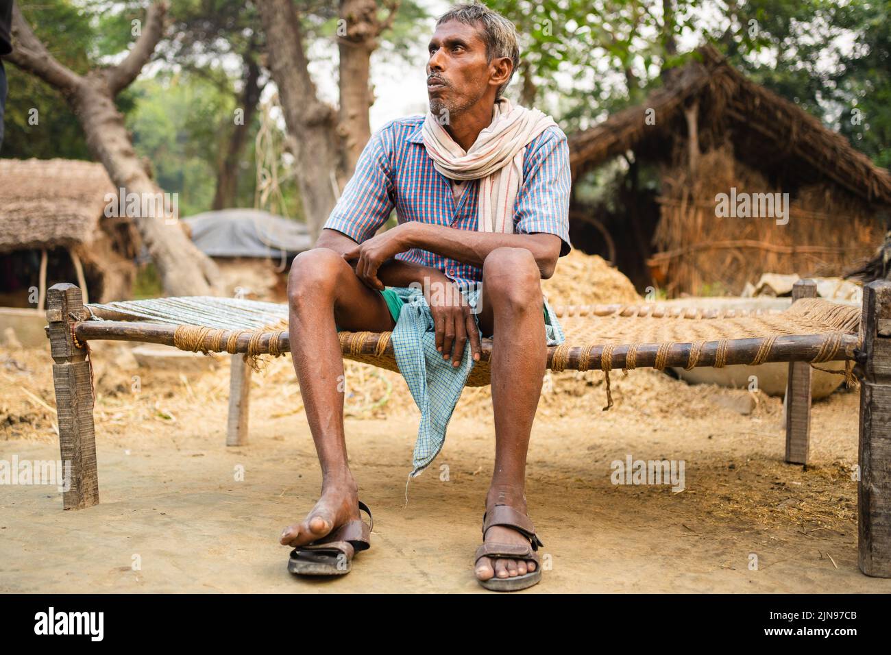 Old man villger pose for photo Rural India is Also incredible. Stock Photo