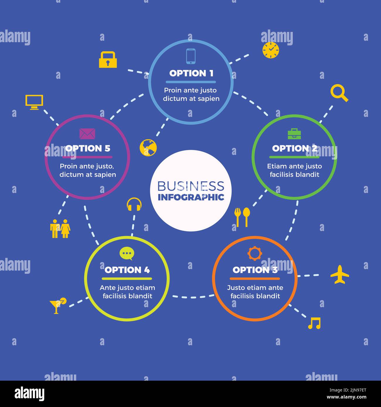 The editable blue business infographic template with circular design ...