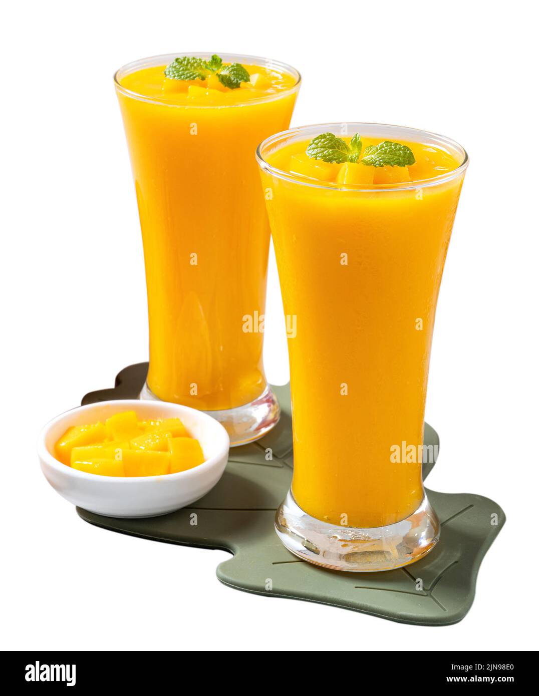 Mango banana smoothie juice jug, paths Stock Photo by maxsol7