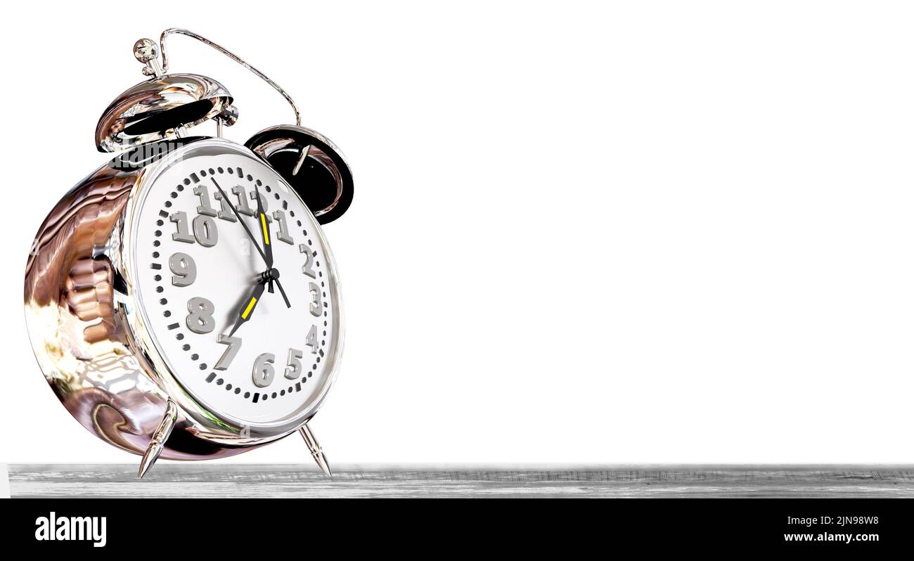 time clock alarm seven o'clock isolated for background space for your