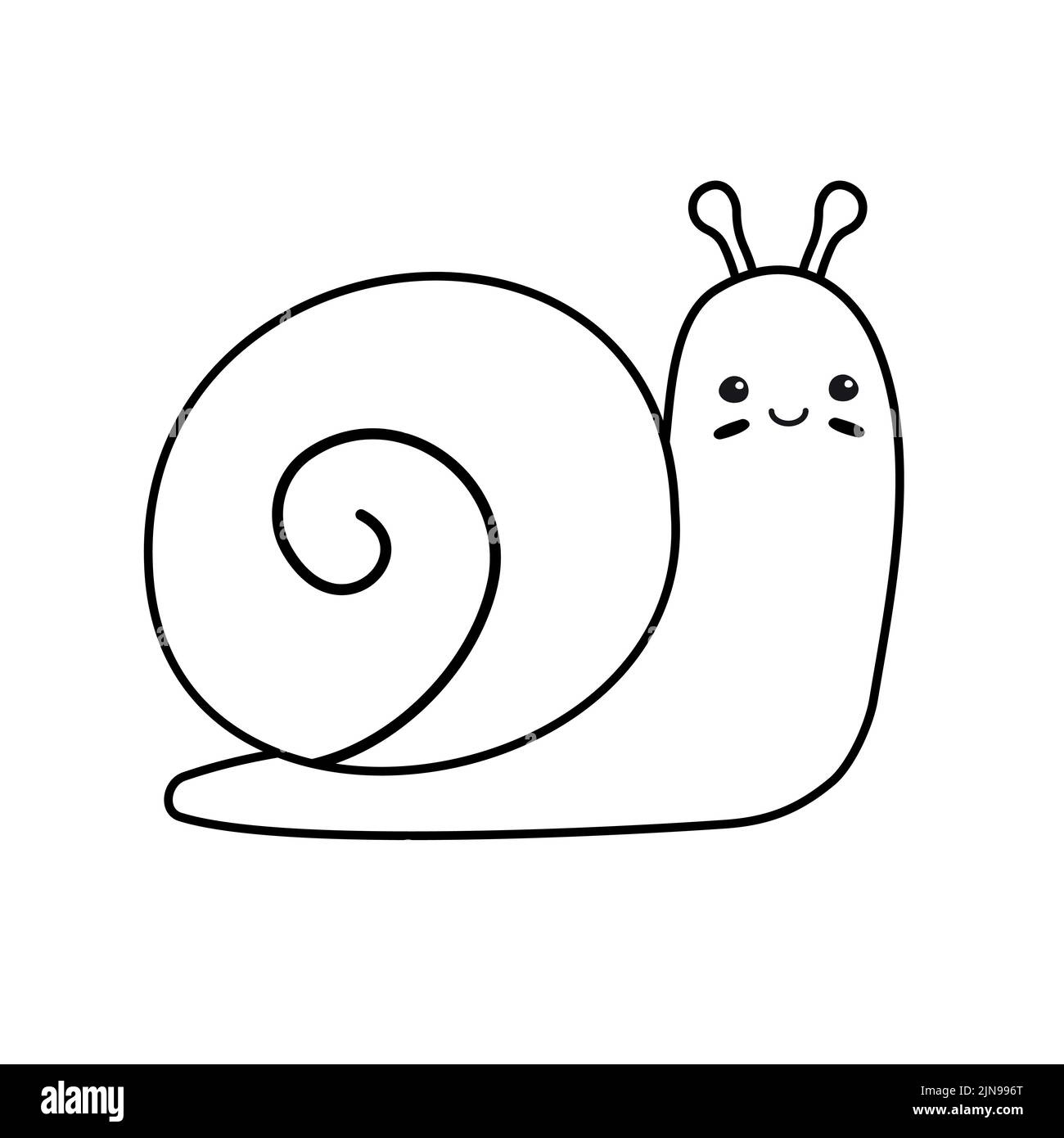 Vector flat hand drawn outline snail isolated on white background Stock