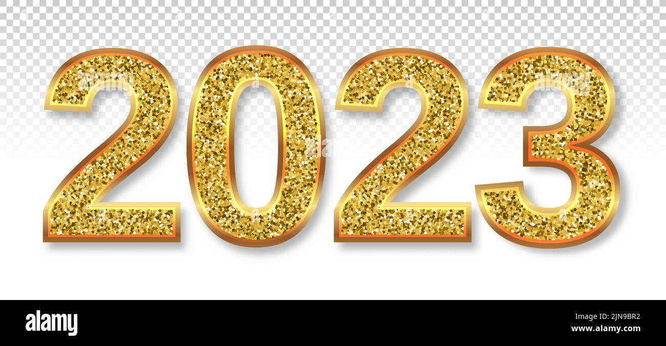 2023 golden glitter vector realistic new year decor Stock Vector Image ...