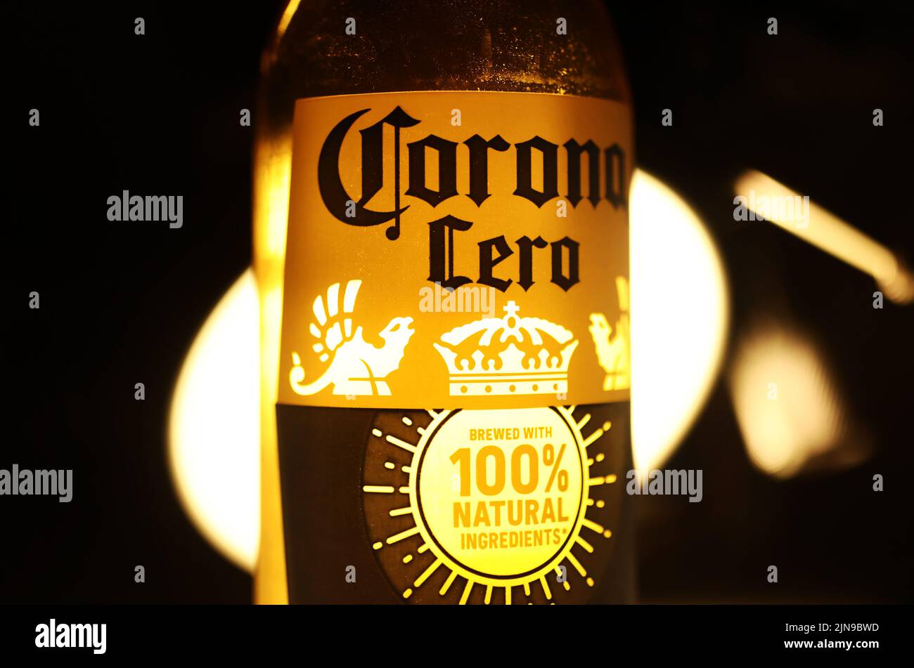 Nonalcoholic beer from Corona cero. Corona is a brand of beer produced