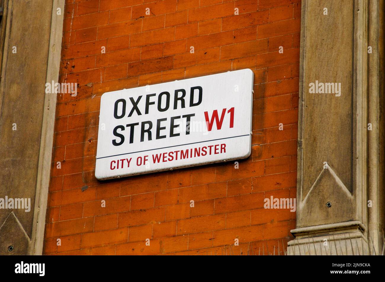 oxford street, london W1 road sign on wall, London, England,UK Stock Photo
