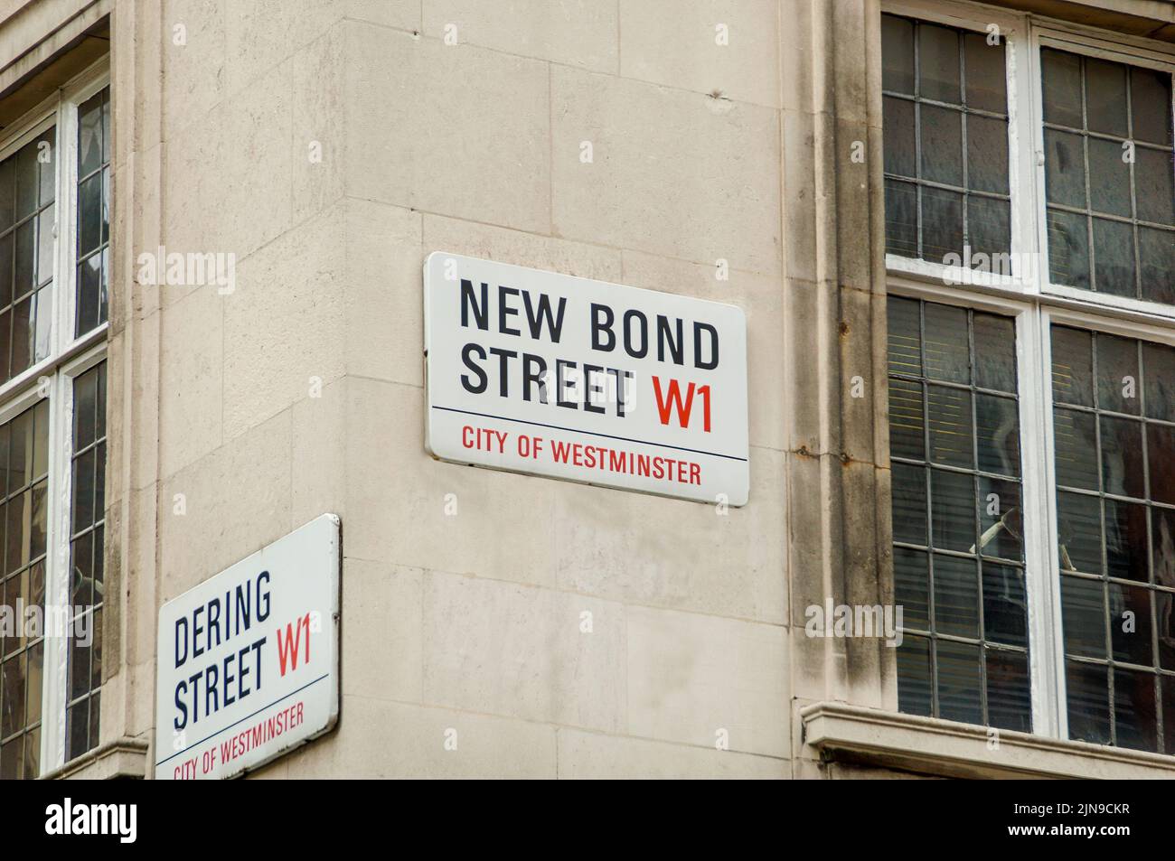 new bond street, london W1 road sign on wall, London, England,UK Stock Photo