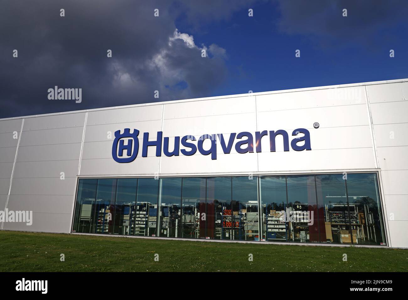 Husqvarna AB Construction Products, Åsbro, Sweden. Husqvarna Construction Products is part of Husqvarna AB and is the market leader in machines and diamond tools for the construction and stone industries. The product range includes cutting machines, drilling machines, diamond tools, floor, bench, wall and wire saws as well as machines for surface treatment and demolition. Stock Photo