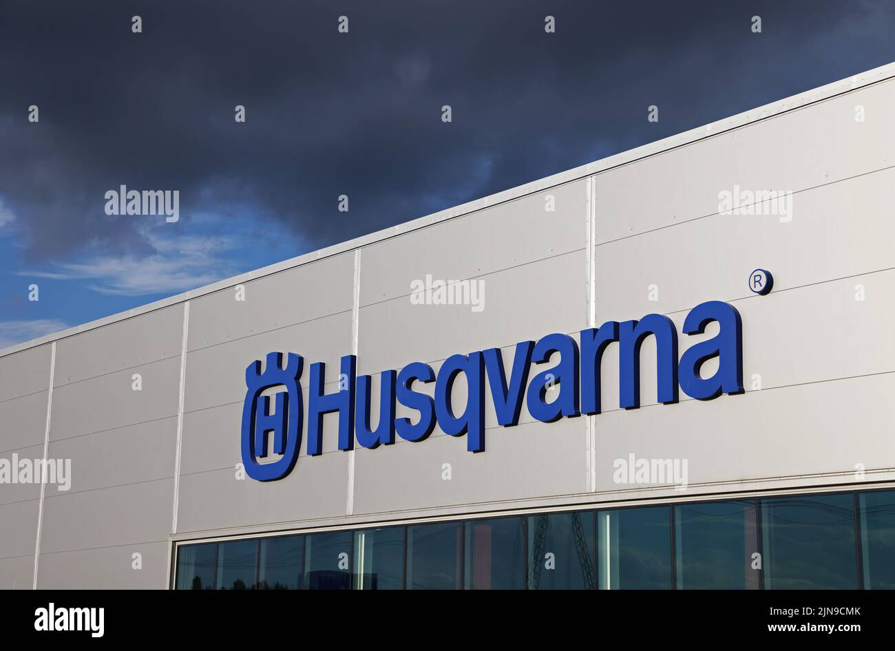 Husqvarna AB Construction Products, Åsbro, Sweden. Husqvarna Construction Products is part of Husqvarna AB and is the market leader in machines and diamond tools for the construction and stone industries. The product range includes cutting machines, drilling machines, diamond tools, floor, bench, wall and wire saws as well as machines for surface treatment and demolition. Stock Photo