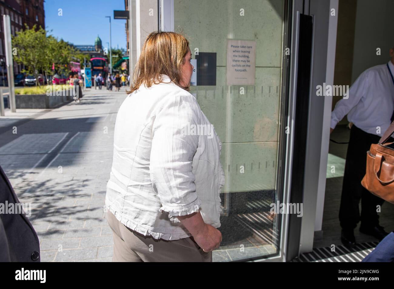 Stormont communities minister Deirdre Hargey outside the Northern Ireland Office (NIO) Erskine House in Belfast before a meeting with Chancellor of the Exchequer Nadhim Zahawi. Stock Photo