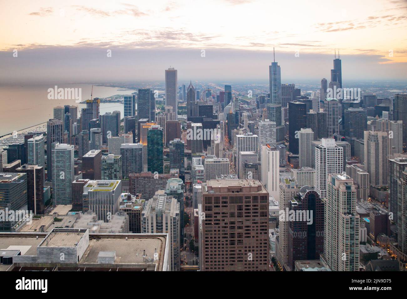 Chicago Illinois with modern buildings seen from above Stock Photo