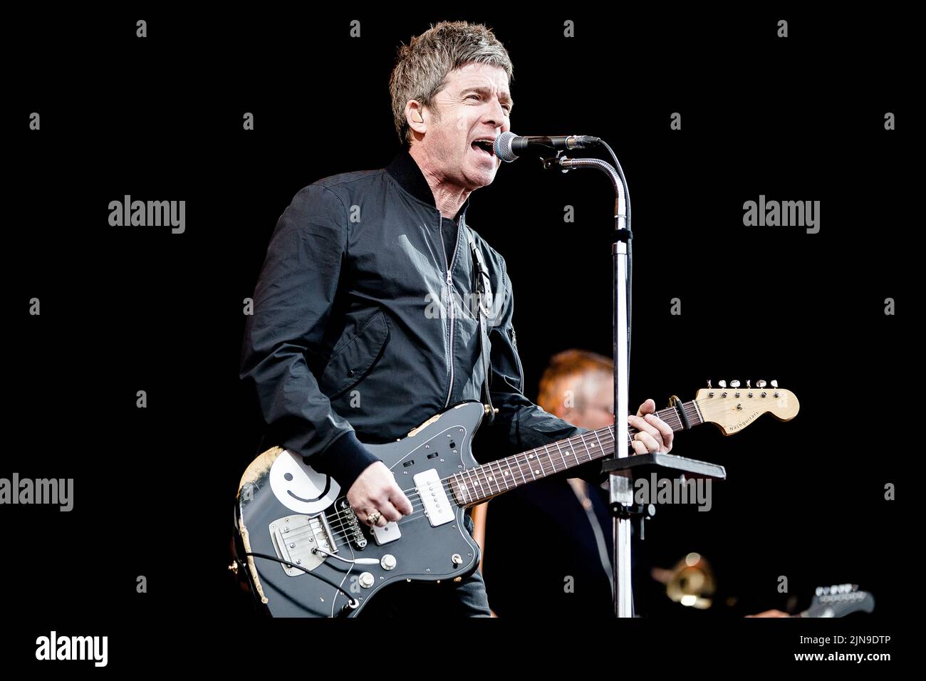 Noel Gallagher on stage during his performance at Eirias Stadium in Colwyn Bay, North Wales on 18th June 2022. Stock Photo