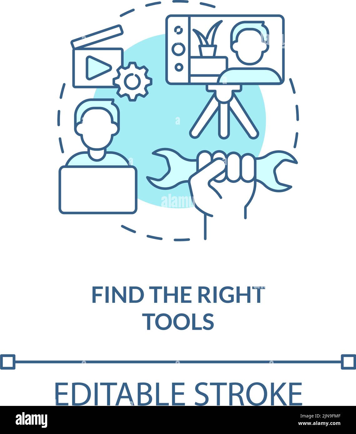 Find right tools turquoise concept icon Stock Vector