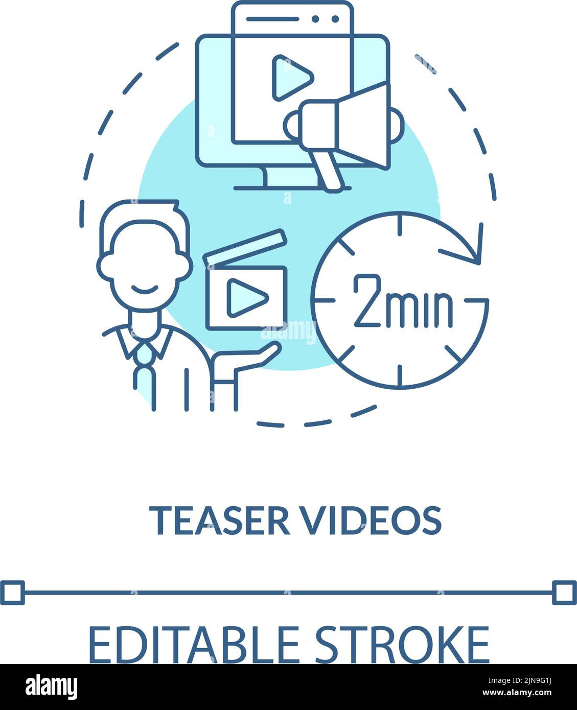 Teaser videos turquoise concept icon Stock Vector