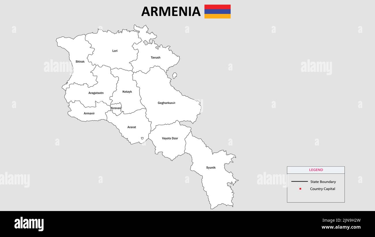 Armenia Political Map stock vector. Illustration of abovyan - 103857537