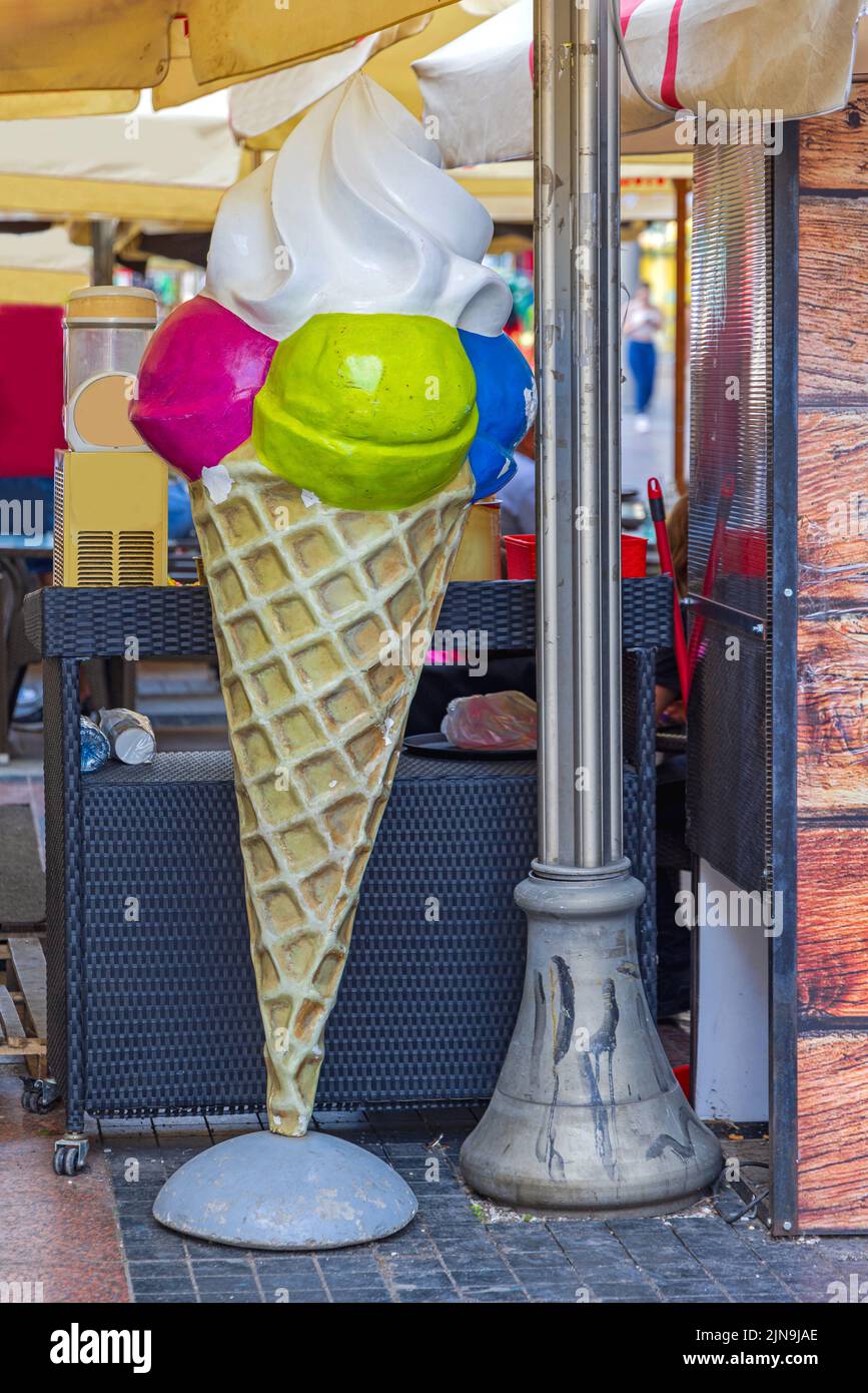 Tall Ice Cream Cone With Cream Mockup at Street Stock Photo Alamy