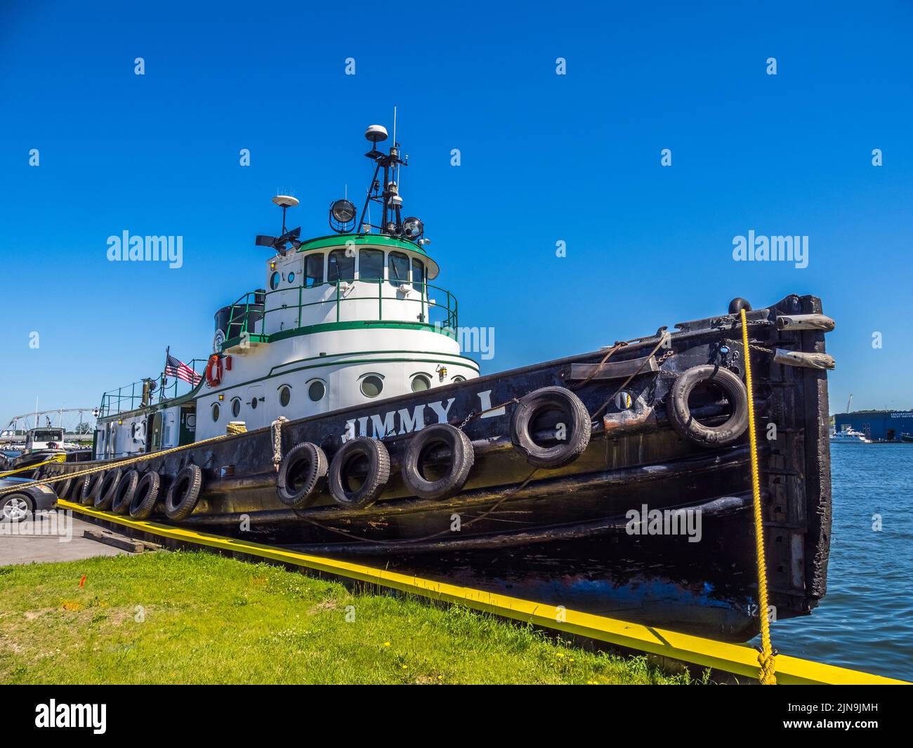 Tug Boat docked in the Sturgeon Bay Ship Canal in Door County in Sturgeon Bay Wisconsin USA