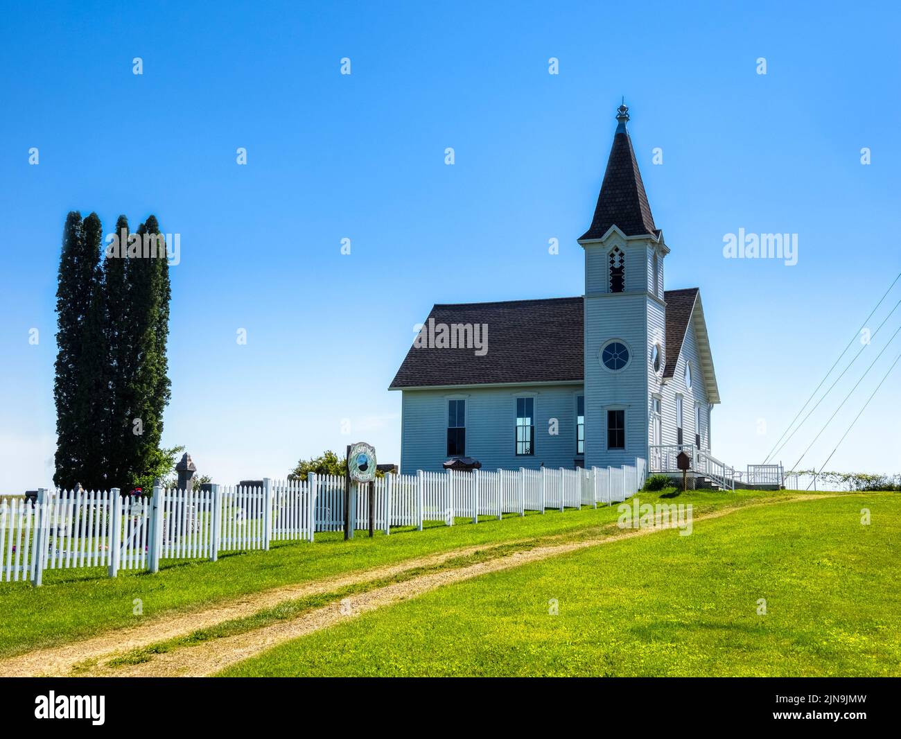 Pleasant Ridge Church built in 1890 in the town of Willow, Richland County, Wisconsin USA Stock Photo
