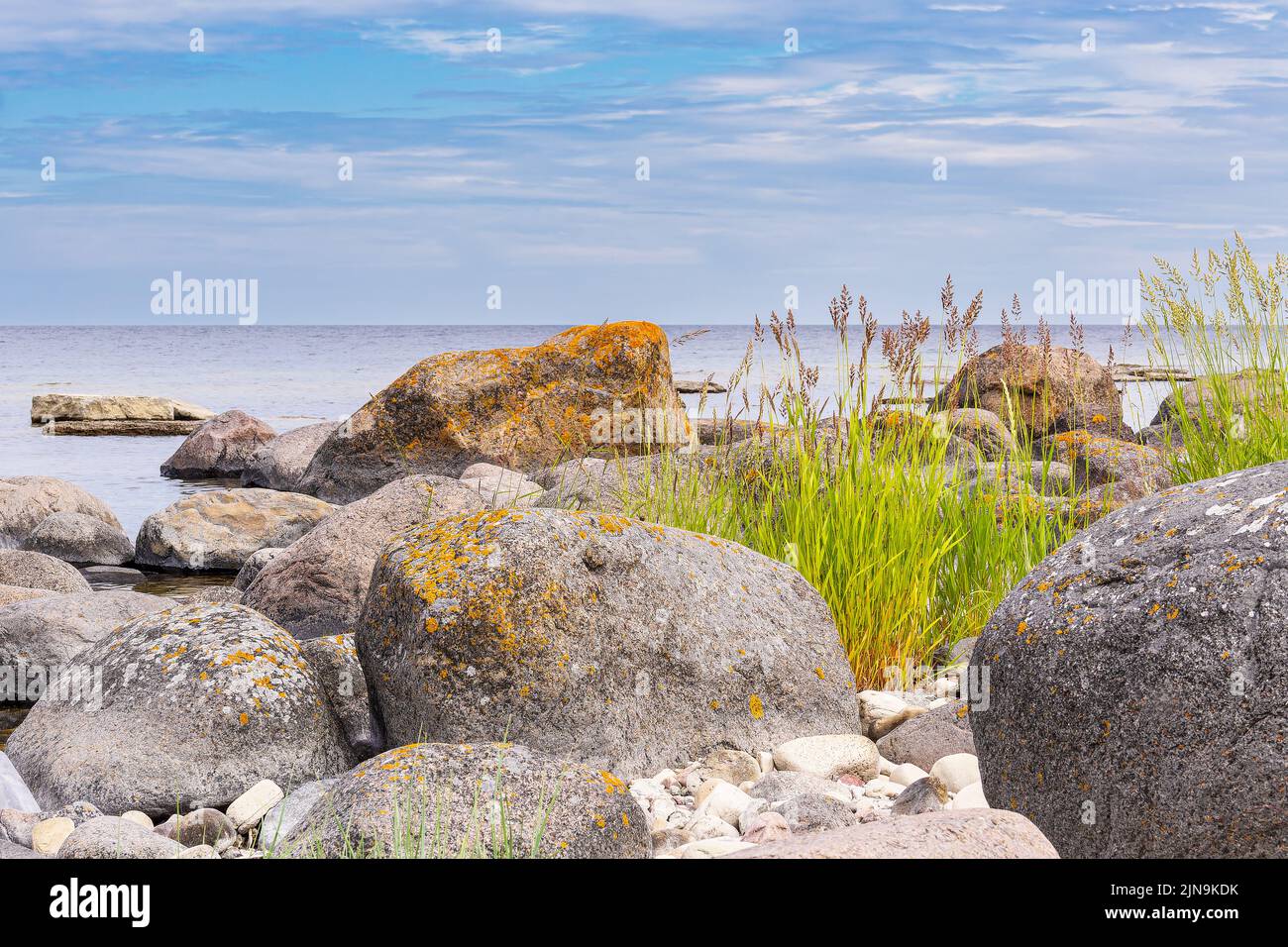 Stones on shore of the Baltic Sea on the island Öland in Sweden. Stock Photo