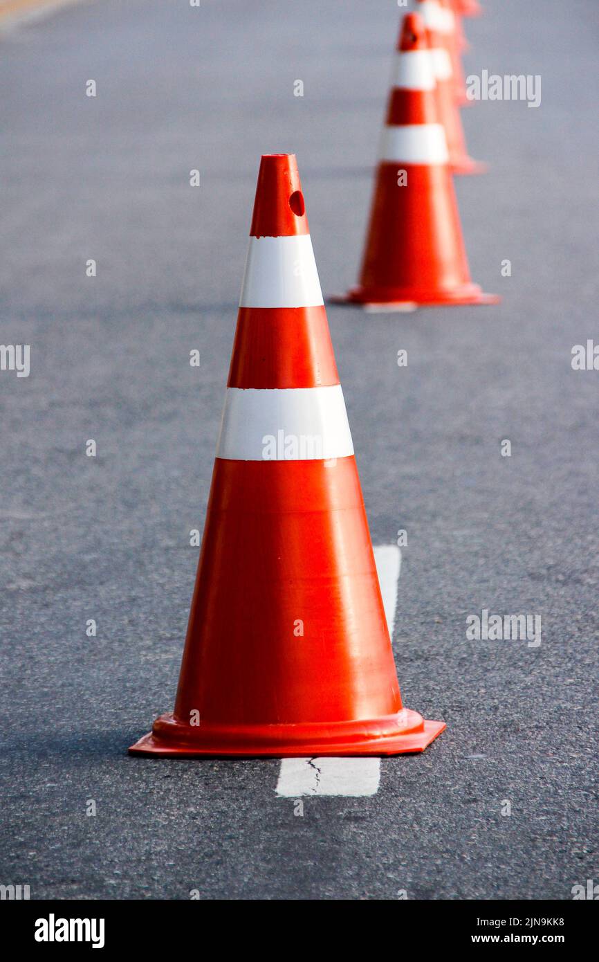 red and white signpost Stock Photo - Alamy