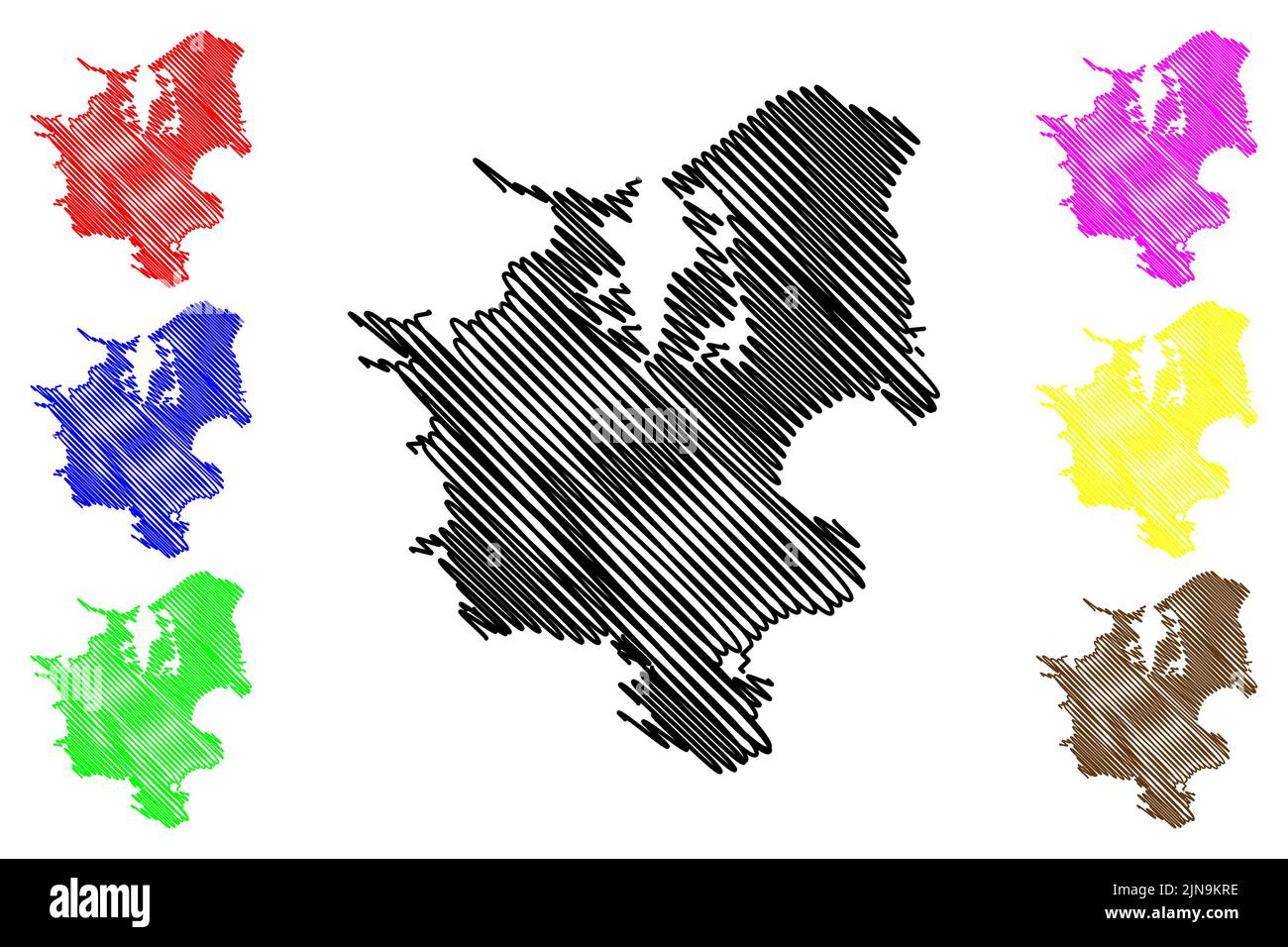 Zealand island (Kingdom of Denmark) map vector illustration, scribble sketch Sealand map Stock Vector