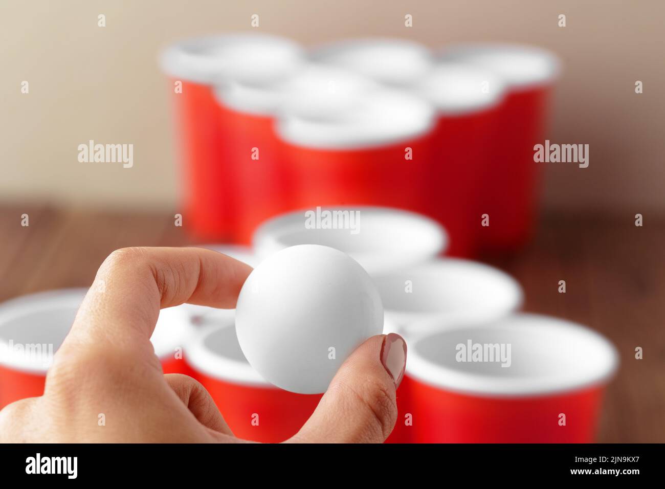 College party sport beer pong Stock Photo Alamy
