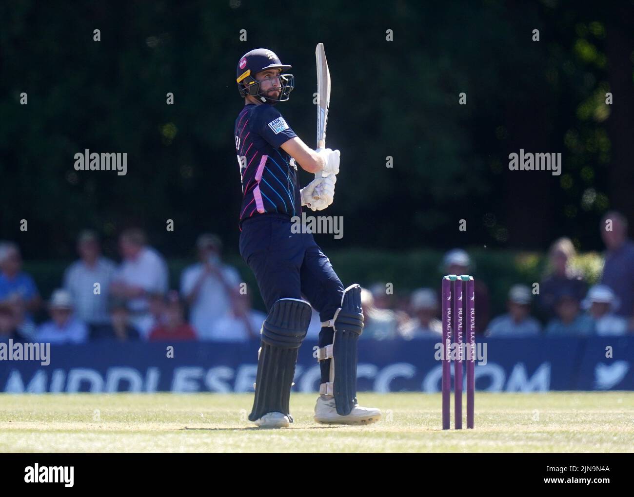 Middlesex's Stephen Eskinazi during Royal London One-Day Cup Group A match at Radlett Cricket Club, Hertfordshire. Picture date: Wednesday August 10, 2022. Stock Photo