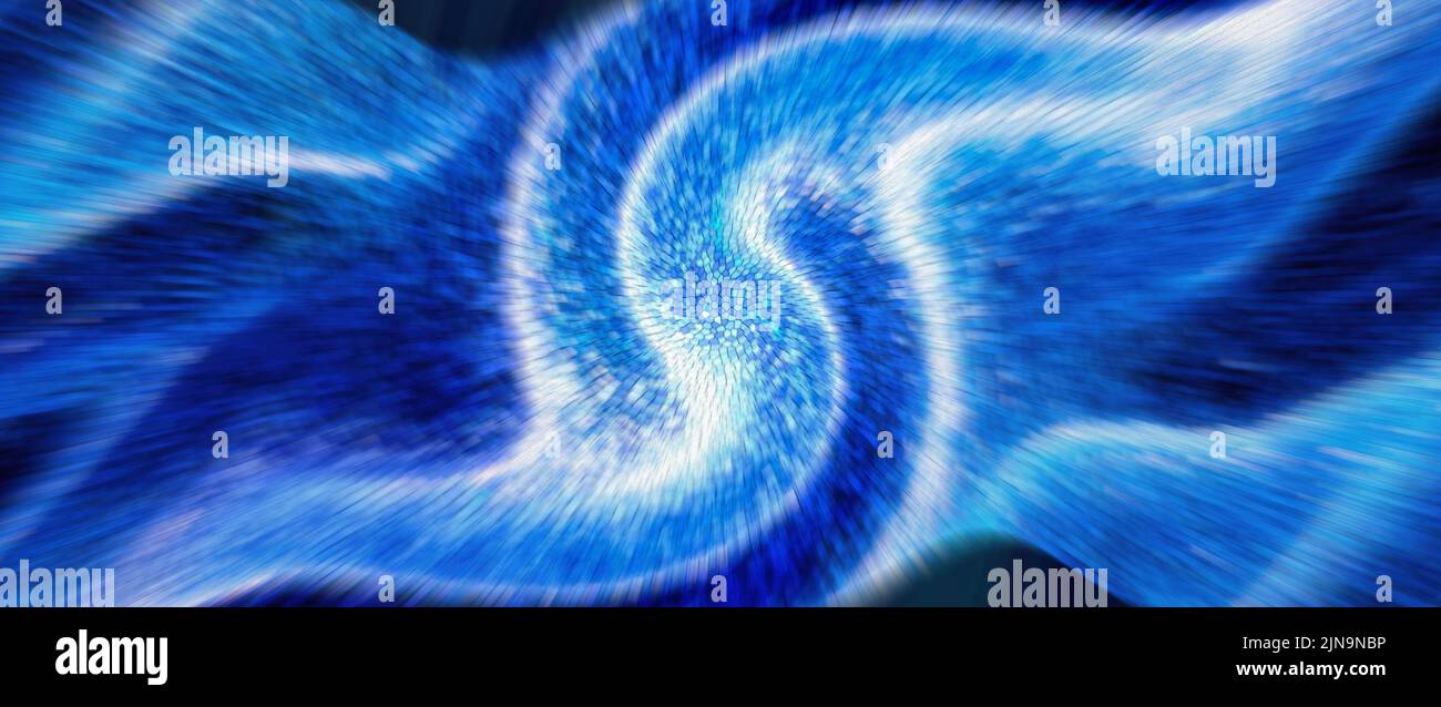 Blue glowing dynamic mosaic futuristic computer generated abstract background, 3d rendering Stock Photo