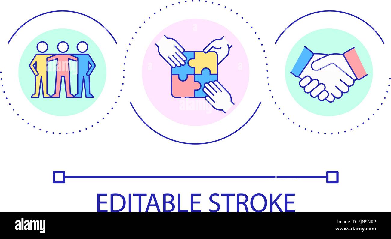 Team building at workplace loop concept icon Stock Vector