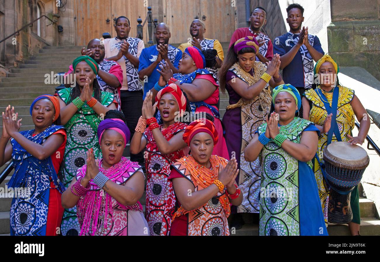 EdFringe: Assembly Hall, The Mound, Edinburgh, Scotland. Wednesday 10 August. 16 members of the Soweto Gospel Choir sing in honour of the father of their rainbow nation, Nelson Mandela, and to celebrate and commemorate South Africa’s democratic movement’s struggle for freedom. Credit Arch White.alamy live news. Stock Photo