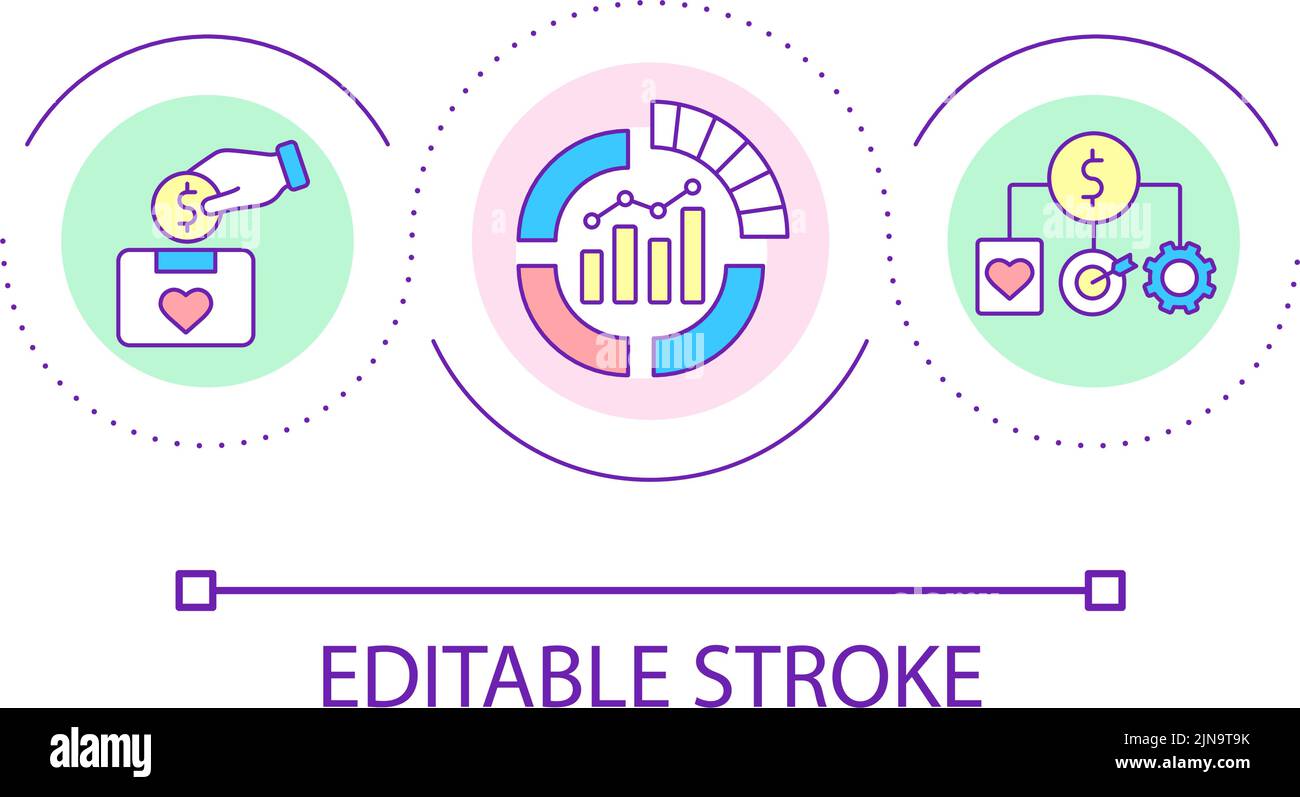 Fundraising research loop concept icon Stock Vector