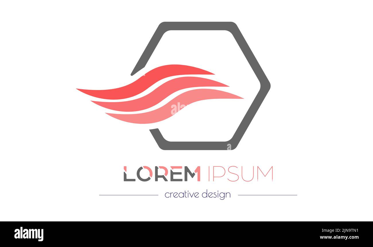 Color wave and hexagon. Abstract logo template. Simple design Stock Vector