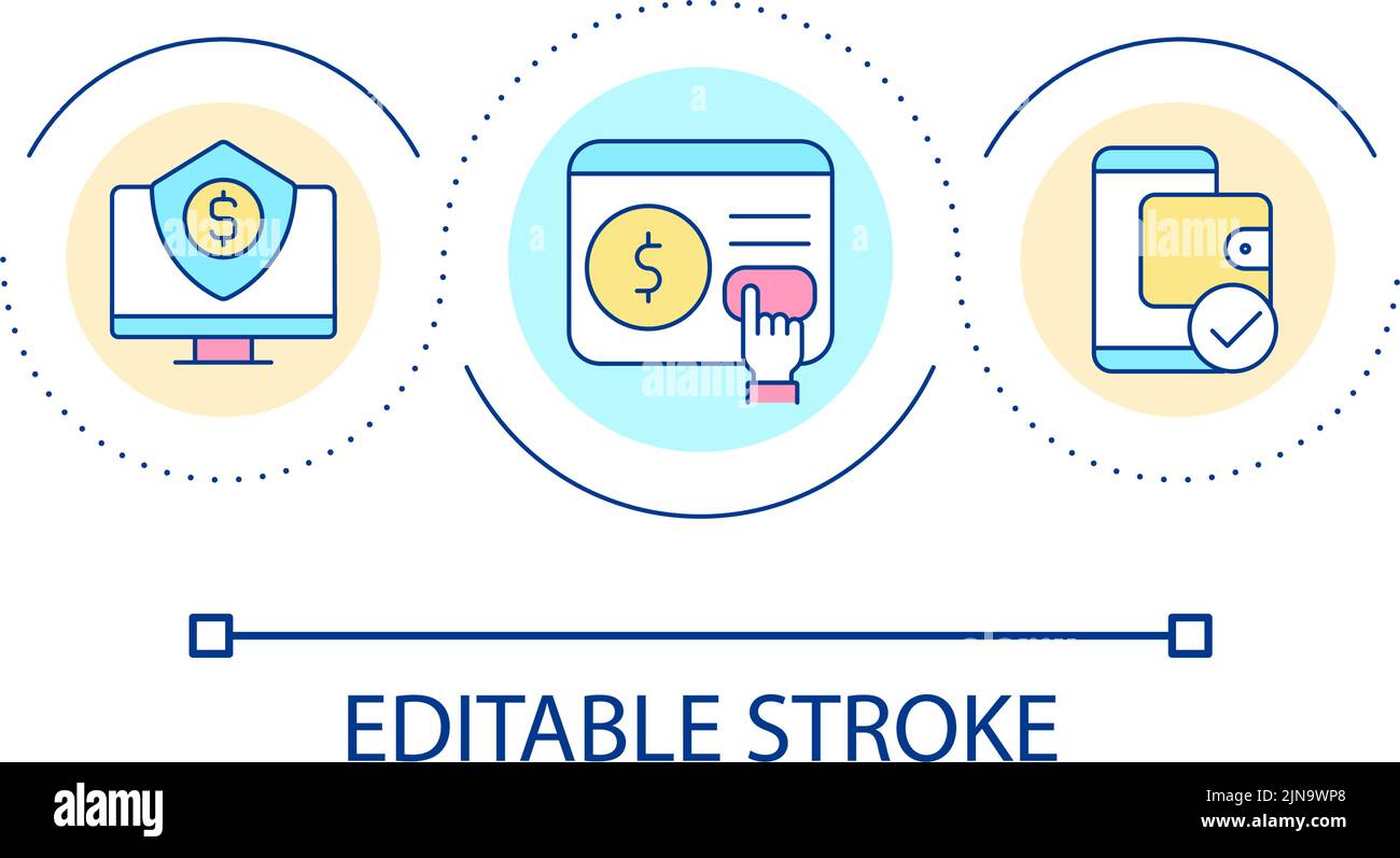 Secure digital payment loop concept icon Stock Vector