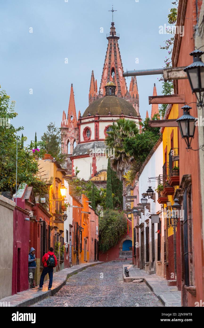 Early morning view of the cobblestone Calle Aldama of the original