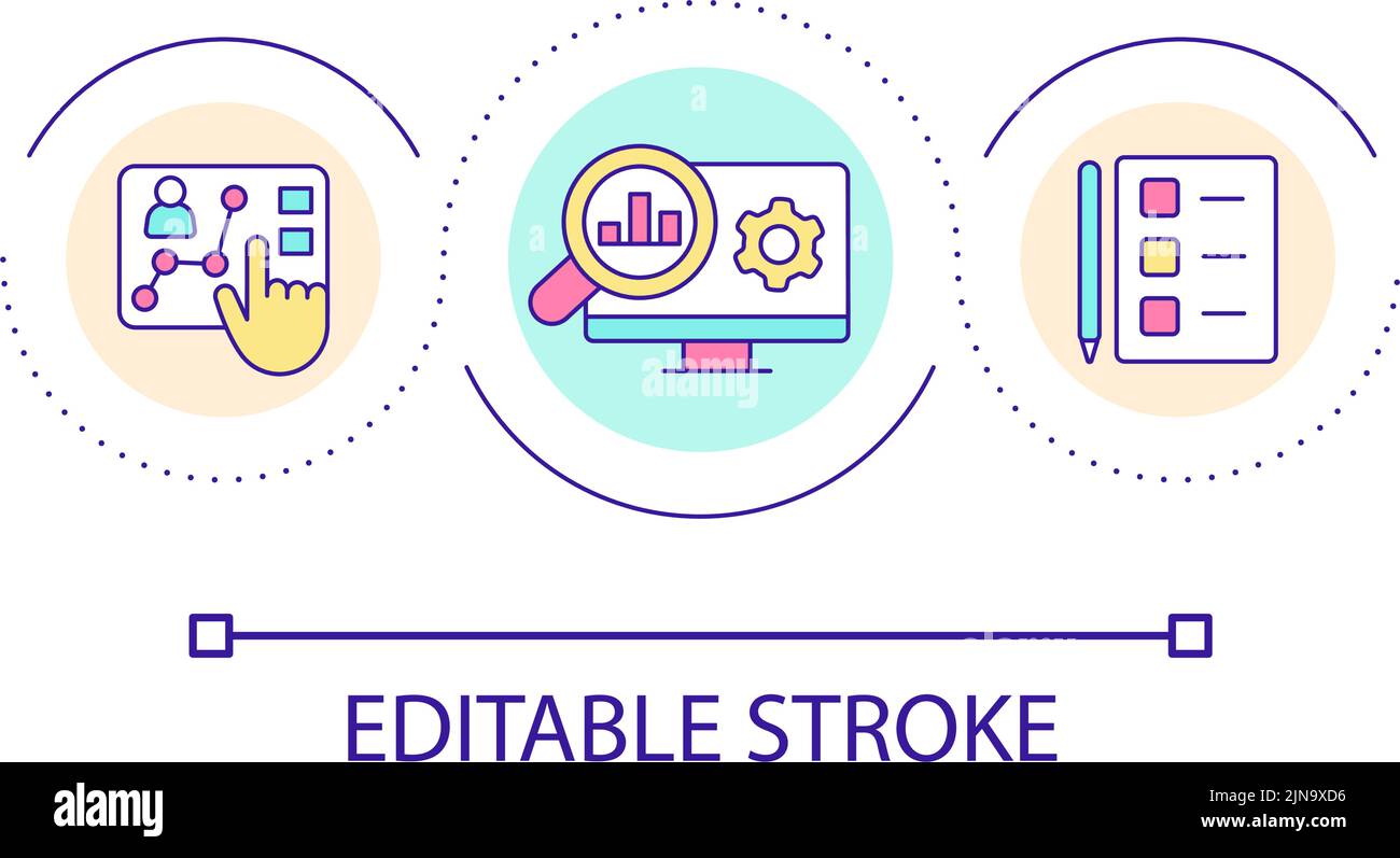 Company performance assessment loop concept icon Stock Vector