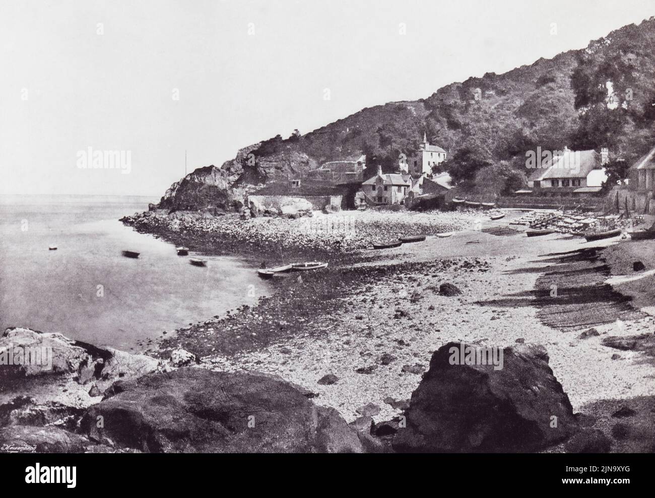 Torquay, Devon, England.  The beach at Babbicombe, seen here in the 19th century.  From Around The Coast,  An Album of Pictures from Photographs of the Chief Seaside Places of Interest in Great Britain and Ireland published London, 1895, by George Newnes Limited. Stock Photo