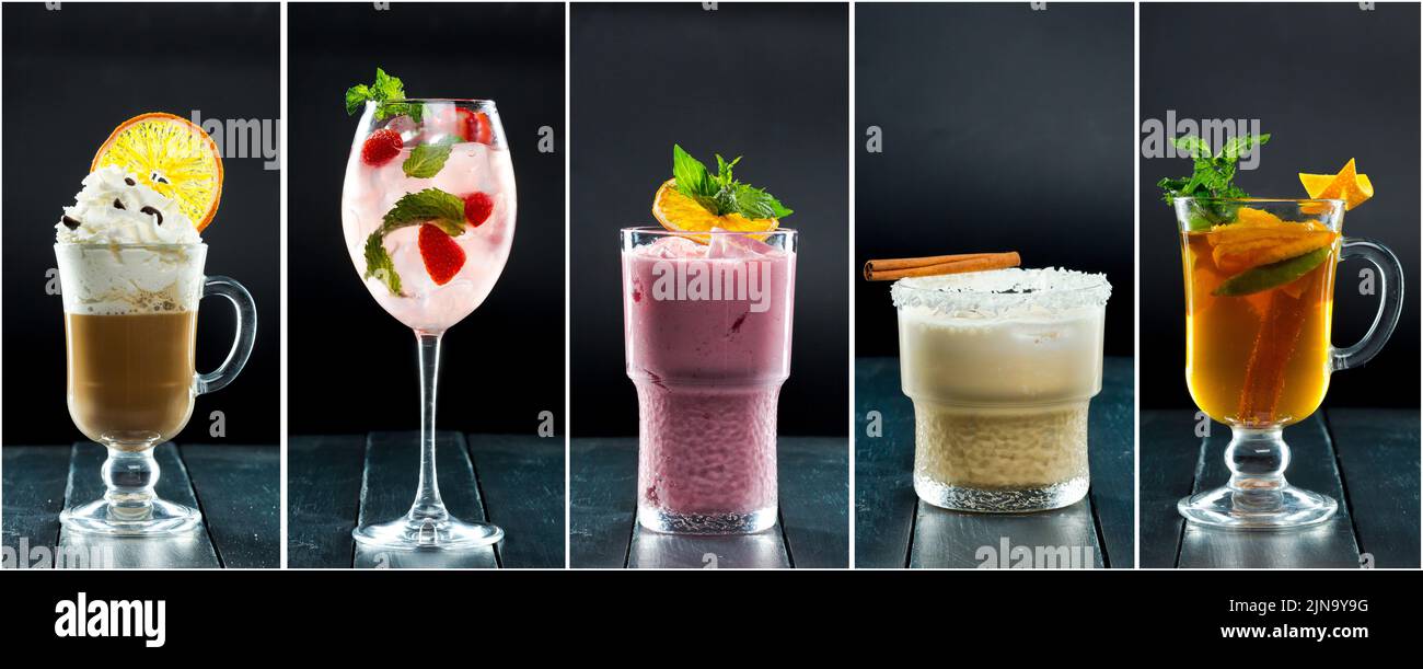Collage of delicious cocktails Stock Photo Alamy