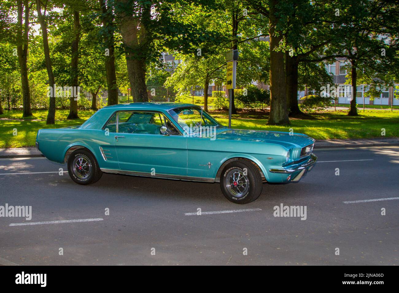 1966 blue Ford Mustang 4700cc Petrol Stock Photo